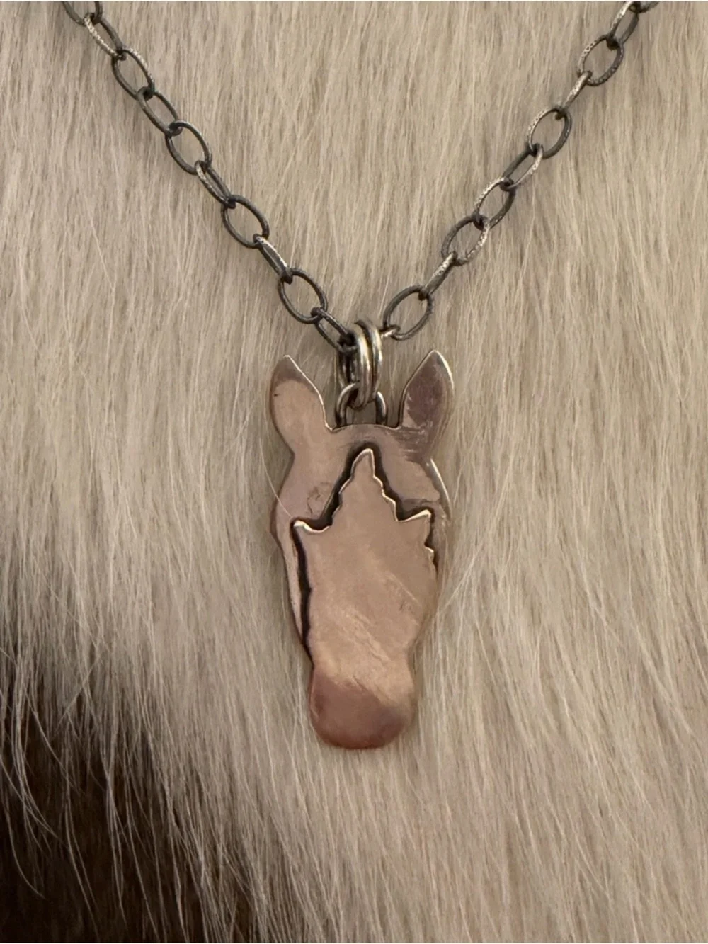 ❤️ Horse Head Silhouette Sterling Silver Hand Crafted Unisex Pendant 1.52”L